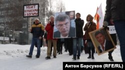 Բորիս Նեմցովի հիշատակին նվիրված երթ Նովոսիբիրսկում, 25-ը փետրվարի, 2018թ.