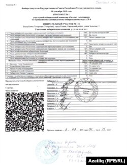 118-нче санлы тавыш бирү урынының рәсми протоколы