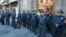 Armenia - Police officers guard a government building during an opposition demosntration in Yerevan, May 19, 2022.