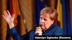 Анґела Меркель під час зустрічі зі студентами КНУ імені Тараса Шевченка