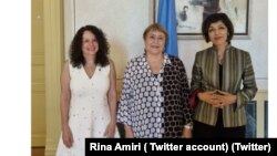 دیدار بانو رینا امیری با کمیشنر عالی حقوق بشر سازمان ملل . ( تصویر از صفحه تویتر رینا امیری )