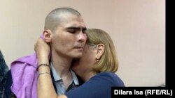 Activist Erulan Amirov in court in Shymkent in May 2022.