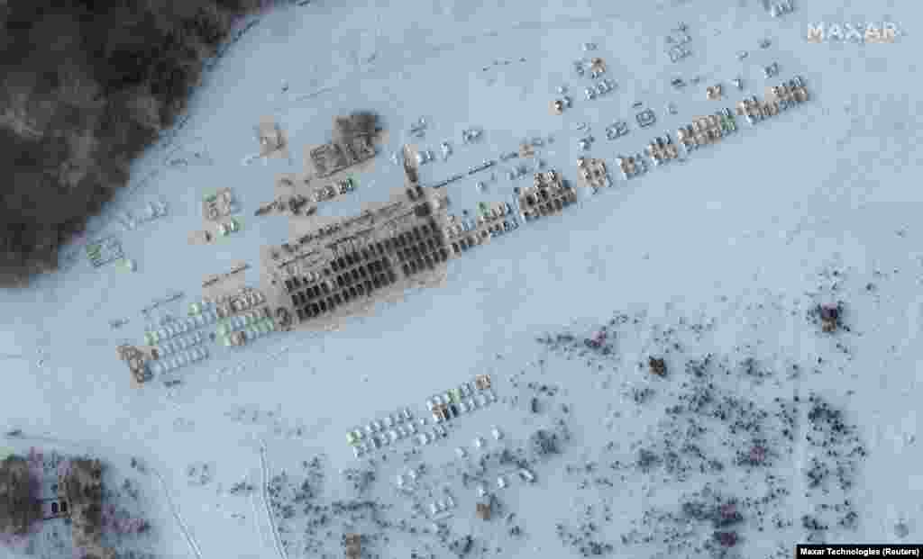 19-njy ýanwarda Ýelnýada rus goşunlary üçin çadyrlar we jaýlar.