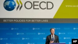 Държавният секретар на САЩ Антъни Блинкен на среща на представителите на ОИСР в Париж, октомври 2021. Снимката е илюстративна.