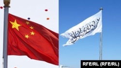 بیرق طالبان و بیرق کشور چین 