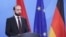 Germany - Armenian Foreign Minister Ararat Mirzoyan speaks during a joint news conference with his German counterpart Annalena Baerbock, February 7, 2023.