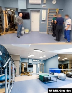 Евгений Пригожин (слева) и раненый наемник "ЧВК Вагнера"