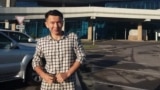 Yilisen Aierken outside Almaty International Airport in 2019.
