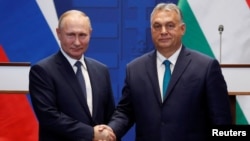 Прем’єр-міністр Угорщини Віктор Орбан та президент Росії Володимир Путін у Будапешті, 2019 рік