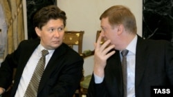 Новым суперигроком на рынке электроэнергии может стать «Газпром» (на фото Алексей Миллер и Анатолий Чубайс)