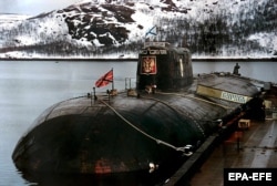 Подлодка «Курск» на базе в Видяево