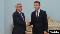 Հայաստանի նախագահ Սերժ Սարգսյանը ընդունում է Վրաստանի վարչապետ Բիձինա Իվանիշվիլիին, Երեւան, 17-ը հունվարի, 2013թ.
