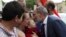 NAGORNO-KARABAKH -- Armenia's Prime Minister Nikol Pashinian kisses a baby after a news conference in Stepanakert, May 9, 2018. Nagorno-Karabakh