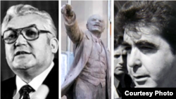 Раҳмон Набиев, Ленин ҳайкали ва Қадриддин Аслонов. "Озоди" коллажи.