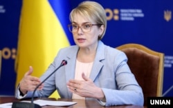 Міністр освіти і науки Лілія Гриневич під час прес-конференції з нагоди початку вступної кампанії 2019 року. Київ, 1 липня 2019 року