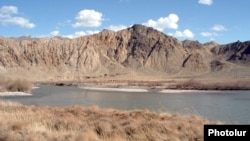 Armenia - A view of the Arax river separating Armenia and Iran.
