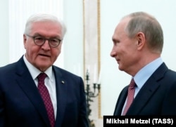 Прэзыдэнты Нямеччыны Франк-Вальтэр Штайнмаер і Расеі Ўладзімір Пуцін