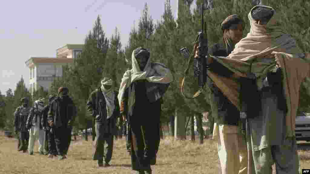 Бывшие талибы во время церемонии передачи оружия властям в провинции Герат, 2012.