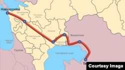 Каспий деңизин айланып өткөн магистралдык мунай куурунун иллюстрациялык картасы.