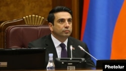 Armenia - Newly elected speaker Alen Simonian chairs a session of the National Assembly, Yerevan, August 3, 2021.