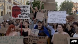 Ուկրաինա - Ընդունված և ստորագրված վիճահարույց օրենքի դեմ բողոքի ակցիա Կիևում, 23-ը հուլիսի, 2025թ.