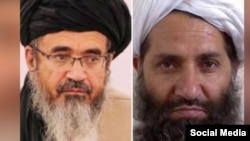 تصویر منسوب به هبت الله آخندزاده رهبر طالبان (راست) و عبدالحکیم حقانی قاضی القضات حکومت طالبان 