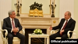 Russian President Vladimir Putin receives his visiting Armenian counterpart Serzh Sarkisian at the Kremlin on November 15. 