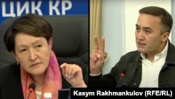 БШКнын төрайымы Нуржан Шайлдабекова жана КЭДП/НДПК партиясынан талапкер Илим Карыпбеков.