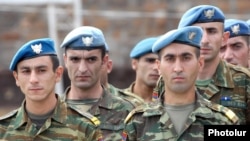 Armenia -- Soldiers of the Armenian army's special Peacekeeping Brigade.