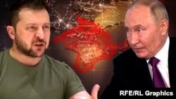 Колаж із фотографіями президента України Володимира Зеленського (л) і російського очільника Володимира Путіна