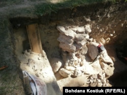 Стіна споруди ХІІ століття. Національний заповідник «Софія Київська», 9 вересня 2019 року