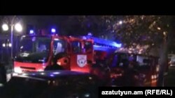 Armenia -- A video screenshot of fire engines at the scene of a major fire in Yerevan, 24Nov2010.