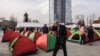 Protesters Pitch Tents In Pristina