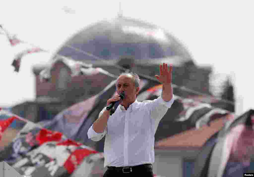 Один из кандидатов в президенты - Мухаррем Индже. Стамбул, 16 июня 2018 года.