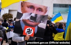 Під час акції на підтримку України на тлі масштабного вторгнення Росії. Тель-Авів, Ізраїль, 20 березня 2022 року