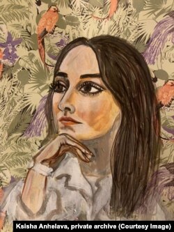 Партрэт беларускай палітзьняволенай, праца Ксішы Ангелавай