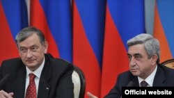 Совместная пресс-конференция президентов Армении и Словении в Ереване. 11 октября 2010 г.