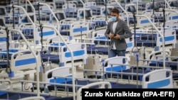 Վրաստան - Թբիլիսիի Օլիմպիական ավանում տեղակայված դաշտային հոսպիտալ կորոնավիրուսով հիվանդների համար, օգոստոս, 2021թ․