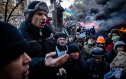 Тодішній народний депутат України Віталій Кличко під час Революції гідності. Київ, 23 січня 2014 року