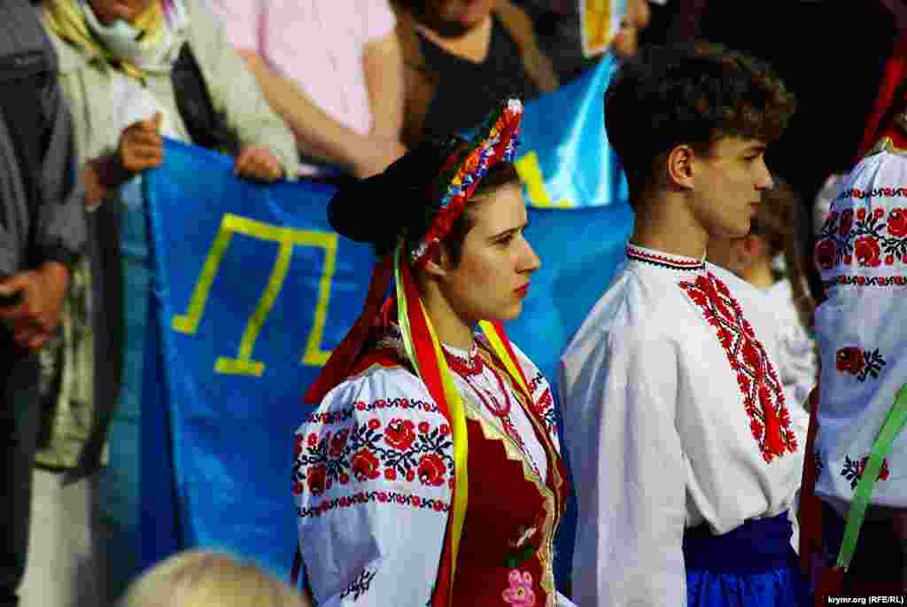 Під час мітингу з нагоди 71-ї річниці депортації кримських татар. Херсон, 18 травня 2015 року