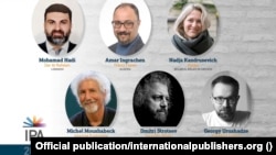 Выдаўцы, якія ўвайшлі ў шорт-ліст прэміі Prix Voltaire 2025. Выява з сайту Міжнароднай асацыяцыі выдаўцоў