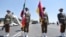 Iran - An Iranian honor guard displays Iranian and Armenian national flags at an official ceremony in Tehran, 7 August 2017.