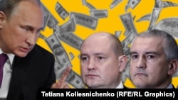 Сергей Аксенов, Михаил Развожаев, Владимир Путин. Коллаж