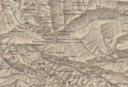 Каракорум тоолорундагы Шайдылда-Базар жергеси жана ага жакын чөлкөмдөр. Шинжаң, Кытай. Француз аскер картасы. 1906.