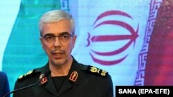 آرشیف، محمد باقری لوی درستیز ایران حین کنفرانس خبری در تهران. March 18, 2019