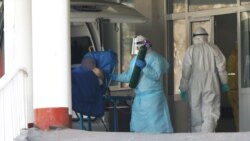 Armenia -- A COVID-19 patient is brought to the Surp Grigor Lusavorich hospital in Yerevan, April 8, 2020.