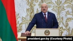 Аляксандар Лукашэнка ў час сёмай інаўгурацыі