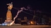 Activists dismantle Ukraine's biggest monument to Vladimir Lenin in the central square of the eastern city of Kharkiv in September 2014.