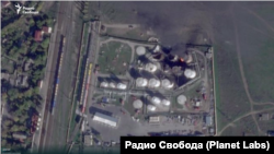 Крым -- Скриншот спутникового снимка нефтебазы в Гвардейском, опубликованного в телеграм-канале Радио Свобода
