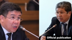 Министр юстиции Алмамбет Шыкмаматов и руководитель аппарата президента Данияр Нарымбаев.